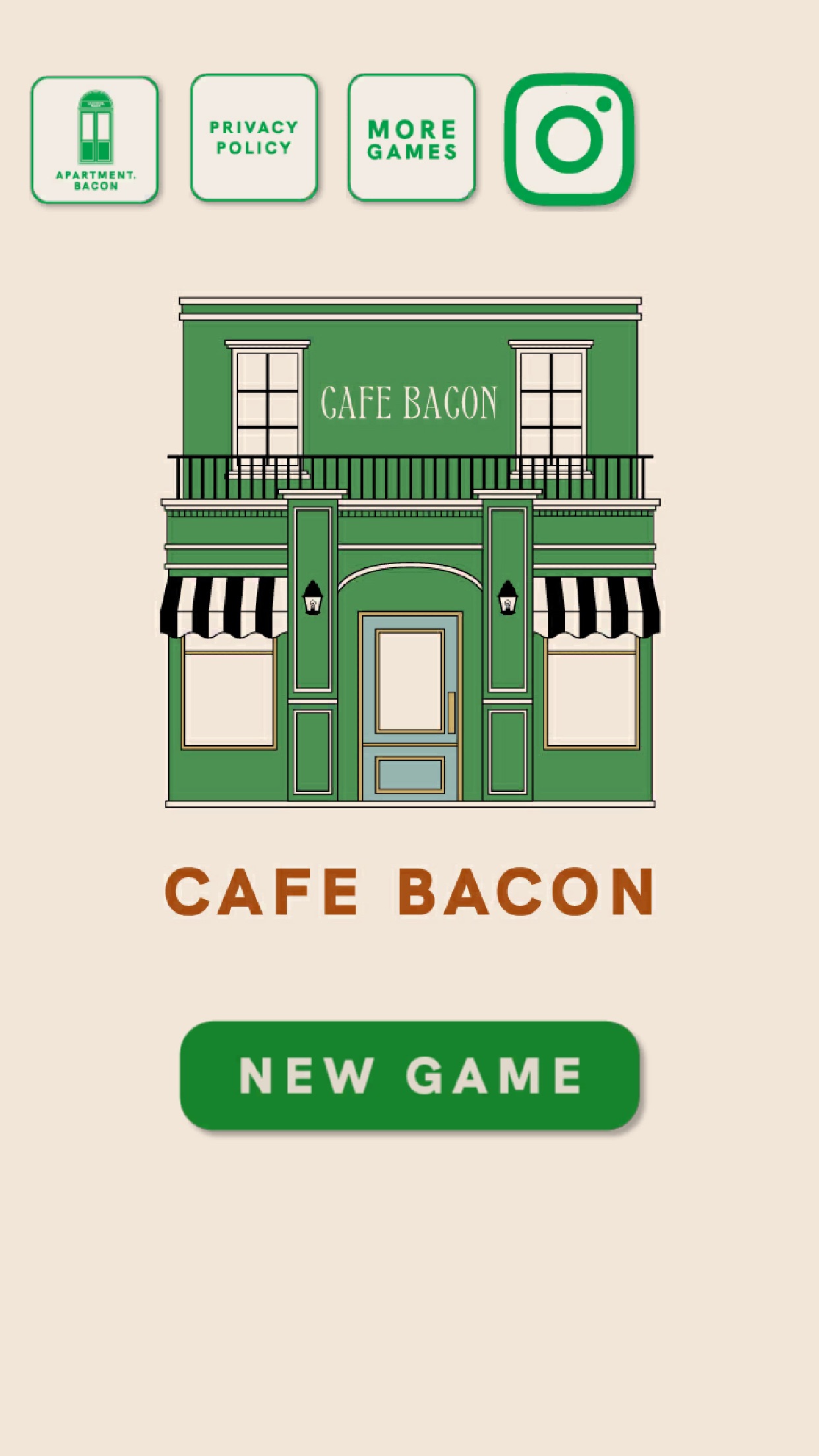 脱出ゲームCAFE BACONのタイトル画面