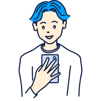 Web調査の案内イラスト。スマホでアンケートに回答する人物が描かれている