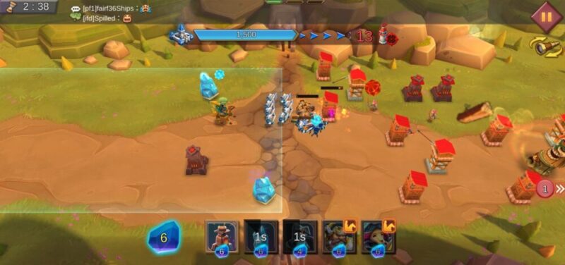 辺境の門でヒーローと防衛設備を使い侵略者を迎え撃つタワーディフェンス画面