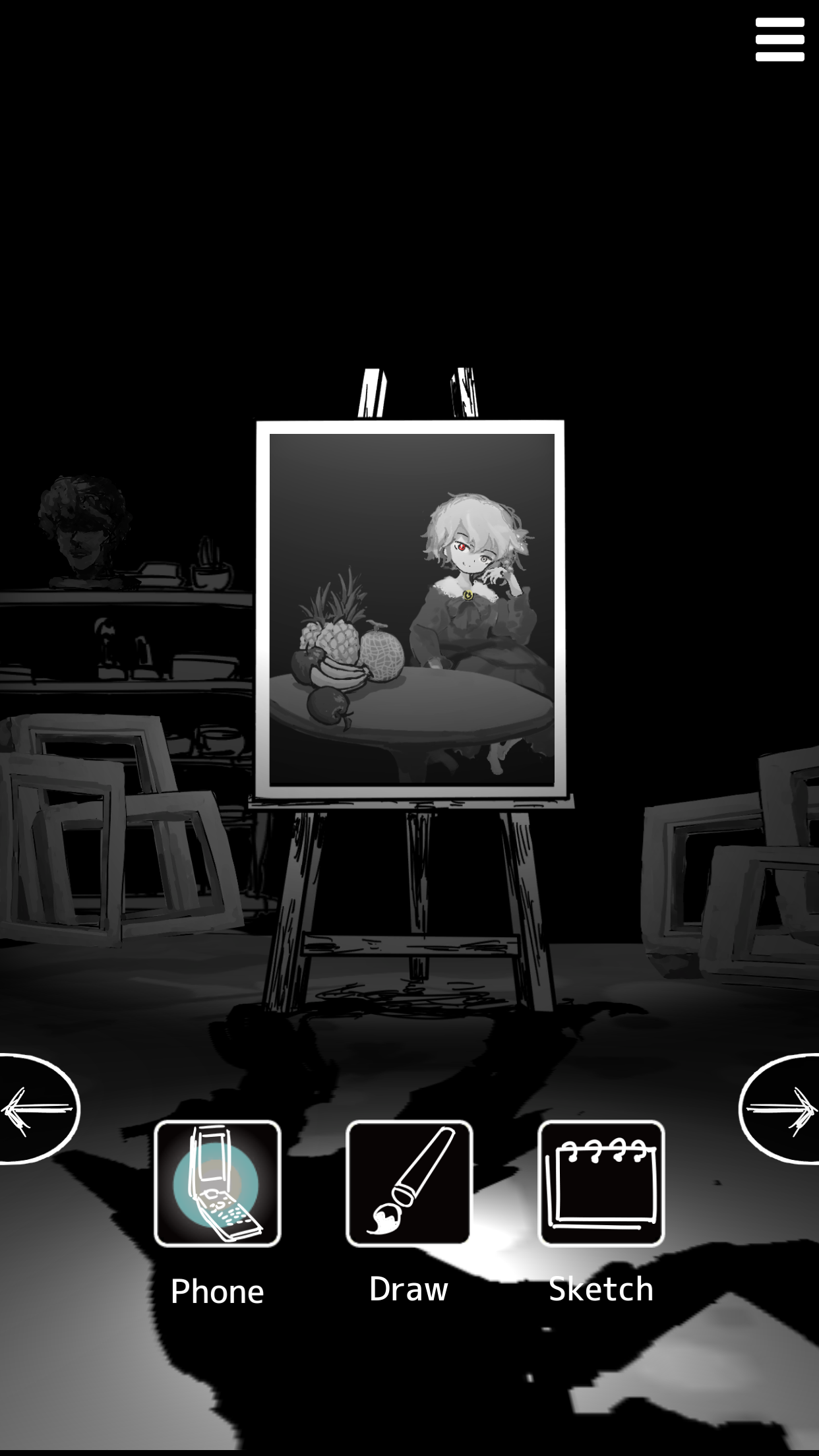 まつろぱれっと Phone・Draw・Sketchのアイコンが並ぶ操作メニュー画面