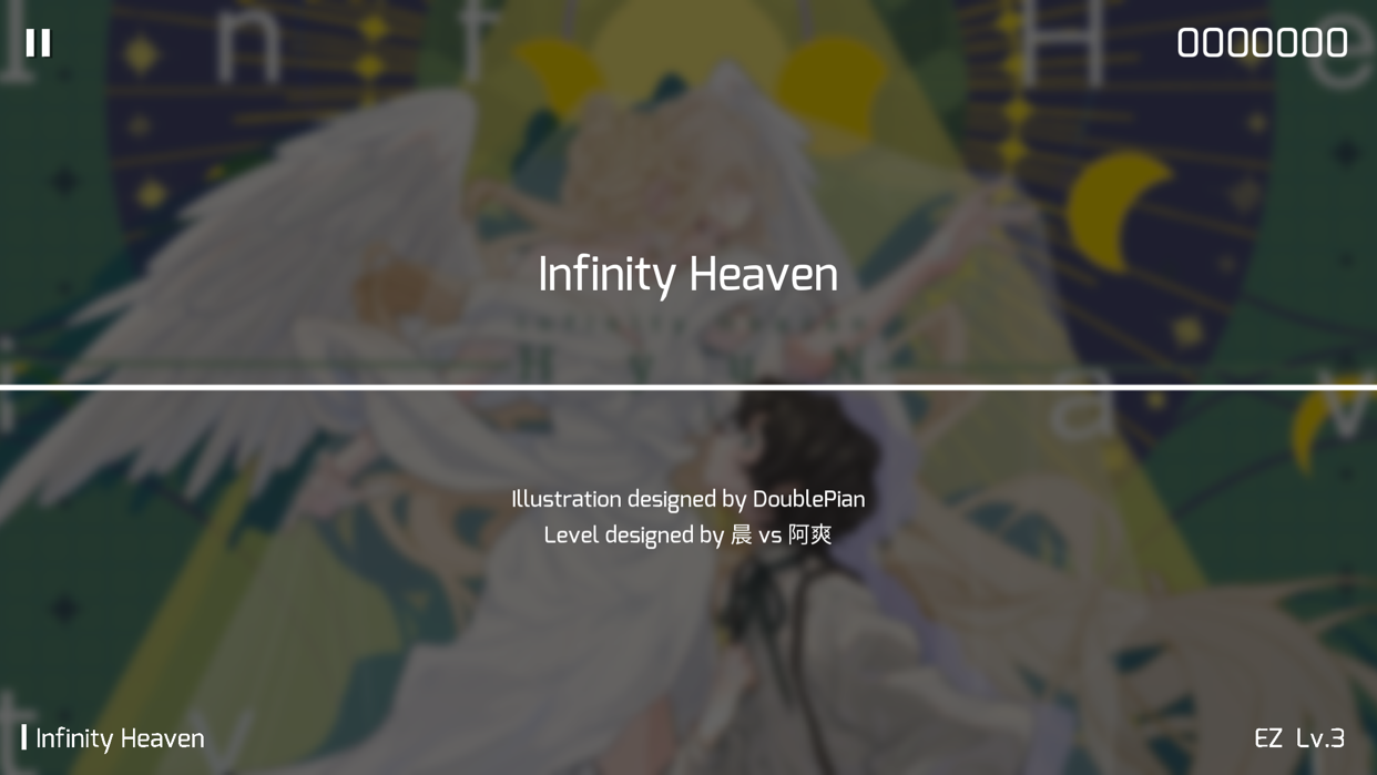 曲のロード画面。イラストレーターと譜面制作者のクレジット表示