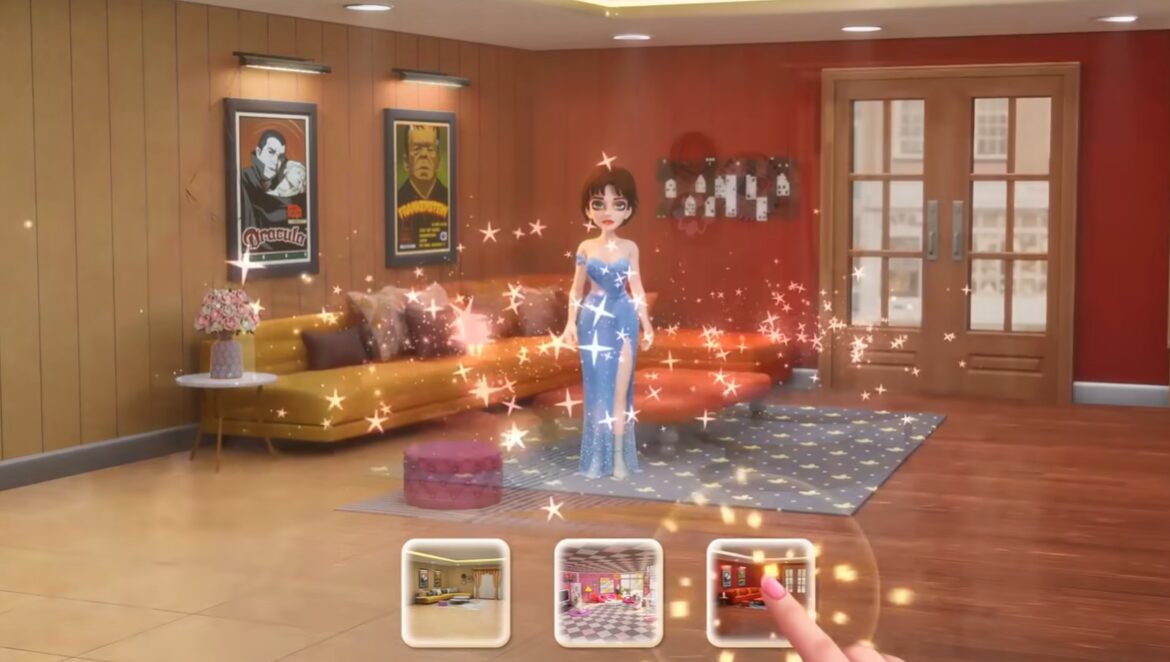 衣装部屋でコーディネートする画面