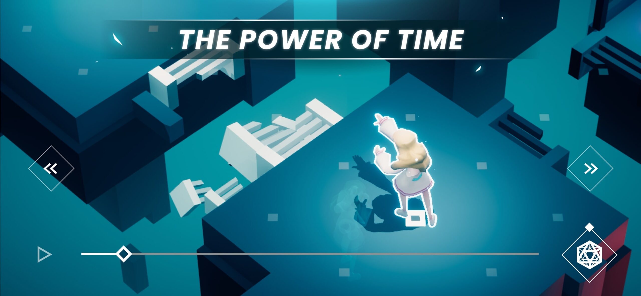 タイムラインを操作して時間を巻き戻す様子を紹介するTimelieのゲーム画面